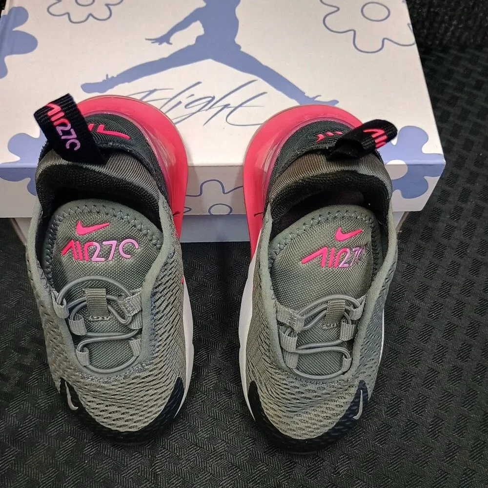 Nike Air Max 270 Smoke gray/pink Sneakers Shoes (Toddler Size 8C) #DD1646-031